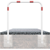 Hoop of steel tube |  48 x 2,5 mm | without cross bar | for casting in concrete | total width 500 mm | total height 1400 mm | hot-dip galvanized and white coatedwith red reflecting stripes